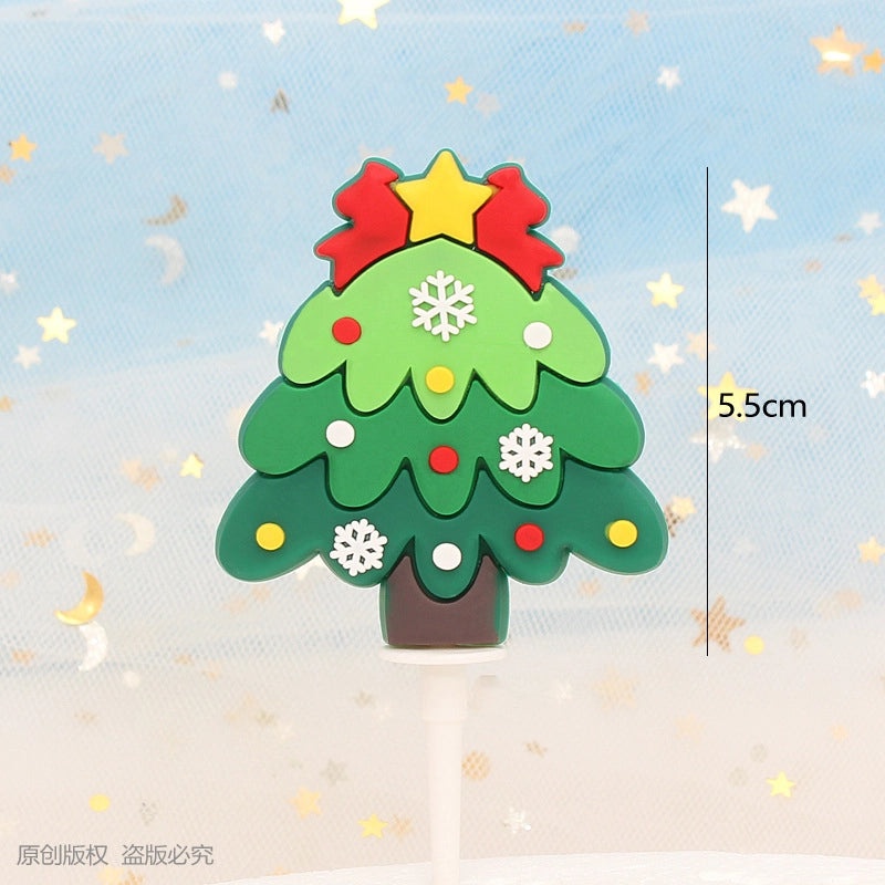Christmas Cake Decoration Set Soft Glue Plug-in Christmas Tree Santa Snowman Reindeer Holiday Decor|Christmas Cake Decorations