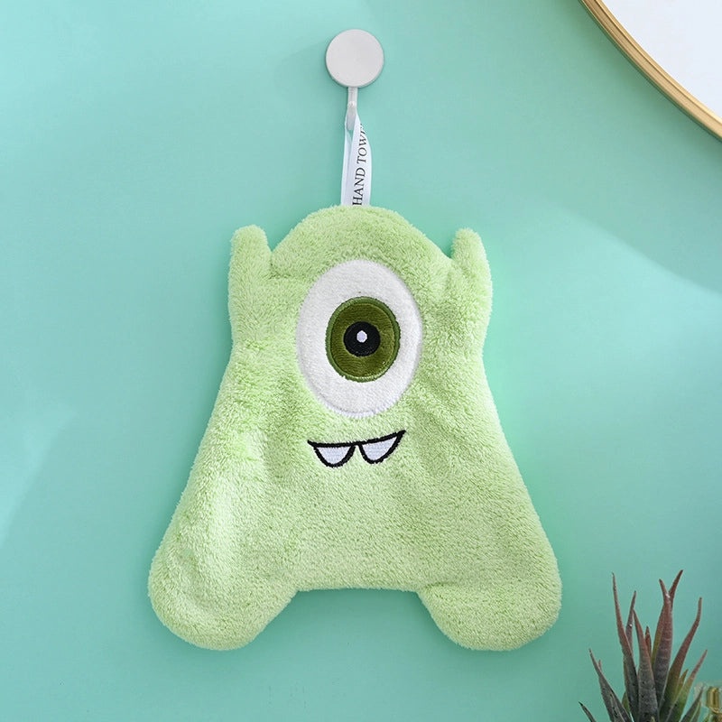 Cute Cartoon Hanging Coral Fleece Hand Towel for Children Absorbent Kitchen Bathroom Use|Home & Kitchen Towels