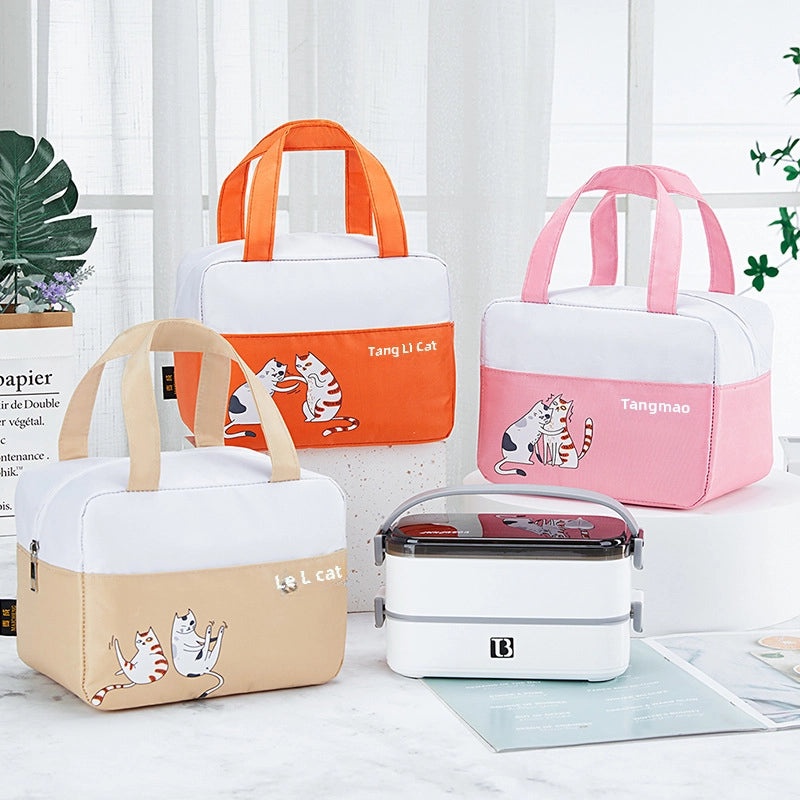 Cartoon Cat Portable Insulated Lunch Bag Outdoor Cooler Bag with Rice Insulation|Lunch Bags & Coolers