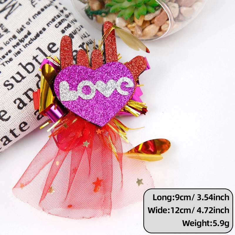 Valentine's Day Rose Heart Hairpin Classic Letter Design Felt Cloth Party Accessory 1 Piece|Hair Accessories