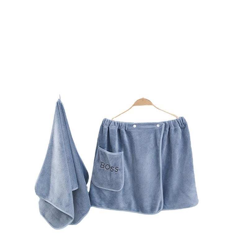 Men's Coral Fleece Bath Wrap Skirt Thick Absorbent Towel for Home and Salon Use|Men's Bath & Body Accessories