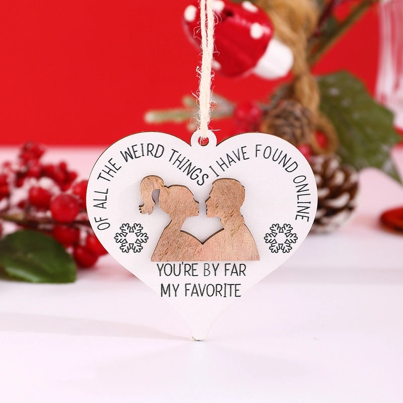 Romantic Heart-Shaped Wood Hanging Ornament for Christmas and Valentine’s Day Home Party Decor|Home Decor Ornaments