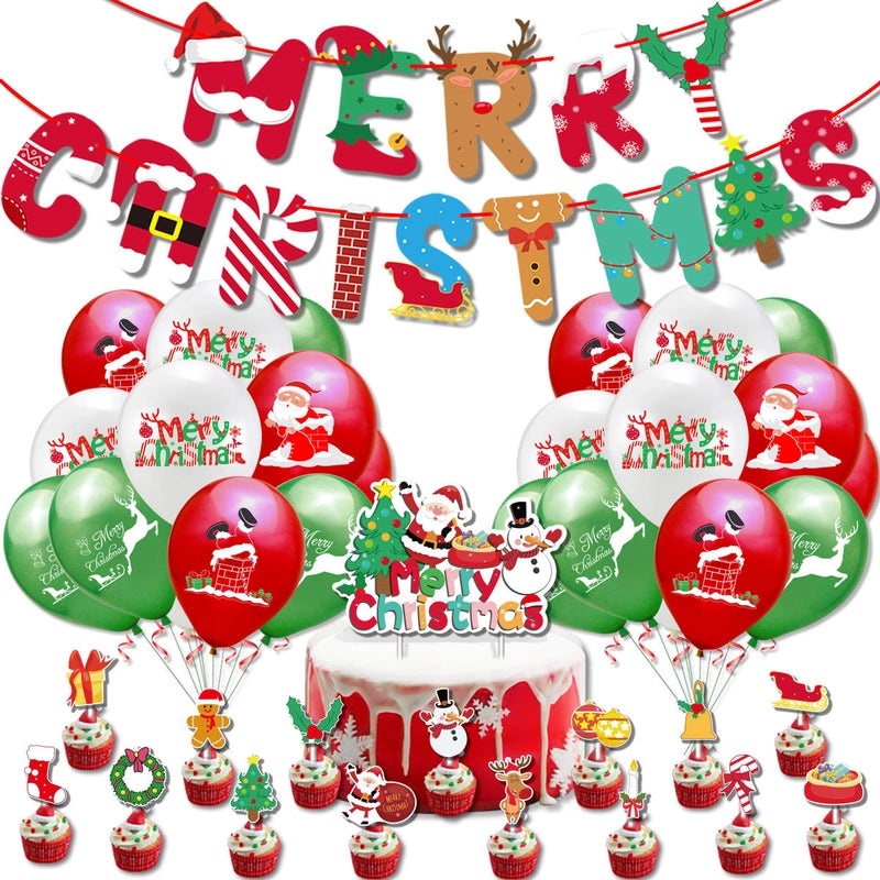 Cute Santa Claus Christmas Letter Emulsion Balloons for Holiday Party Decor|Holiday Party Decorations