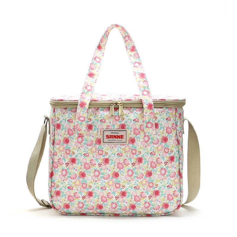Sanneng Floral Insulated Lunch Bag Large Capacity Portable Aluminum Foil Cooler Bag for Students Outdoor Picnic|Lunch Bags & Coolers
