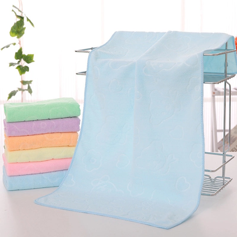 Embossed Bear Quick-Dry Small Microfiber Towel 75x35cm Absorbent Gift Towel|Home & Kitchen Textiles