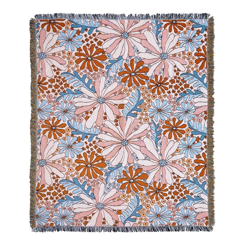 Elegant Floral Cotton Blend Blanket for Sofa and Couch Decor | Home Textiles & Blankets