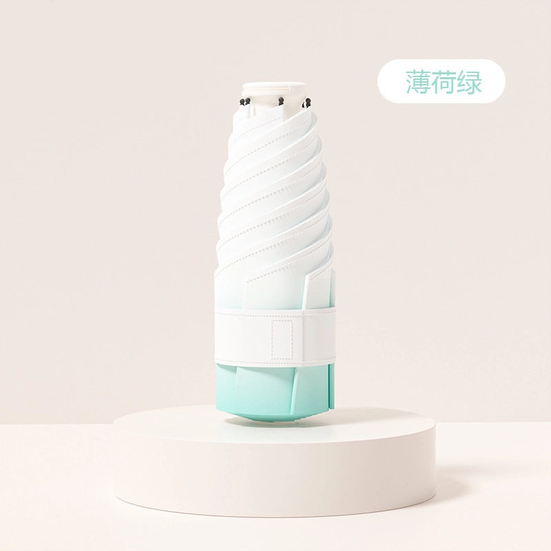 60% Foldable Sun Umbrella Women’s UV Protection Compact Portable Sunscreen Rainproof Dual-Use Mini Card Pocket|Umbrellas & Sun Protection