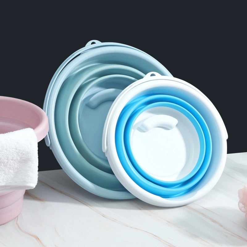 Foldable Solid Color Plastic Bucket for Bathing|Home & Bath Accessories
