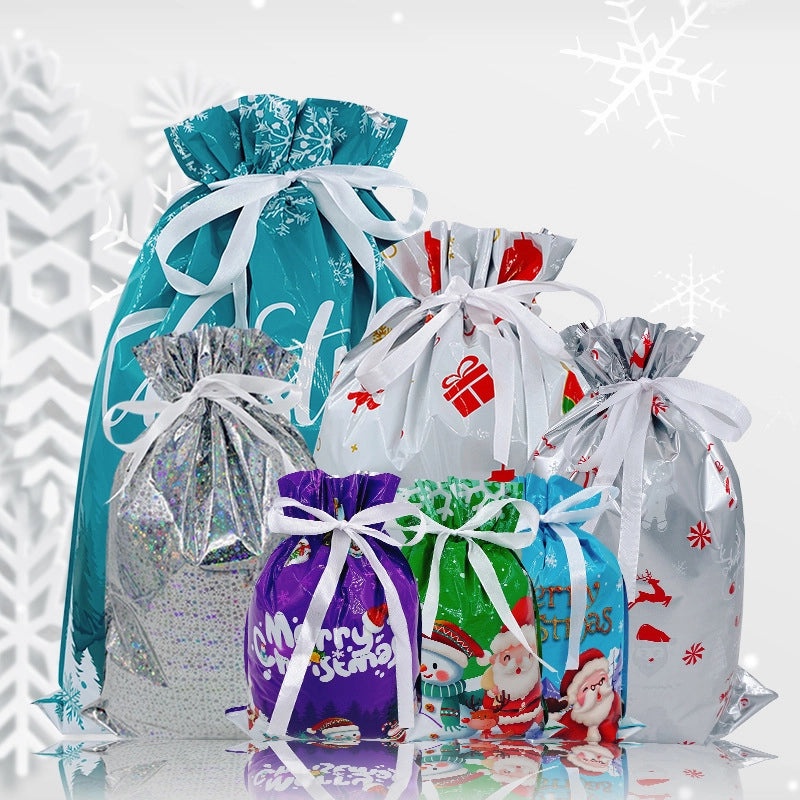 Santa Claus Drawstring Gift Bag for Christmas and Halloween Candy Packaging|Holiday Party Supplies