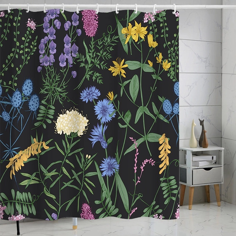 Waterproof Tropical Jungle Leaf Shower Curtain with Hooks 3D Printed Polyester for Bathroom|Shower Curtains & Accessories