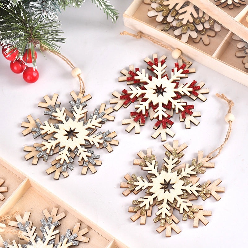 Festive Snowflake Wooden Hanging Ornaments for Christmas Party Decor|Christmas Decorations
