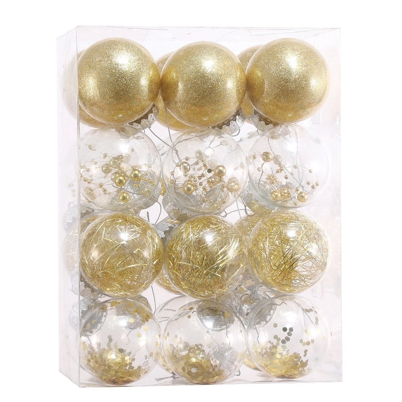 Set of 24 Transparent Plastic Christmas Balls 6cm & 8cm | Christmas Tree Decorations | Holiday Ornaments | Xmas Pendants | Festive Decor | Christ