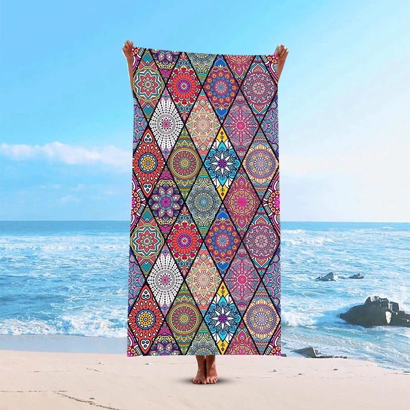 Geometric Pattern Polyester Beach Towel for Casual Vacation Use|Beach Accessories