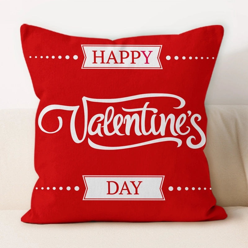 Valentine's Day Minimalist Letter Plush Throw Pillow Cover for Couch and Sofa Decor | Home Decor & Pillows