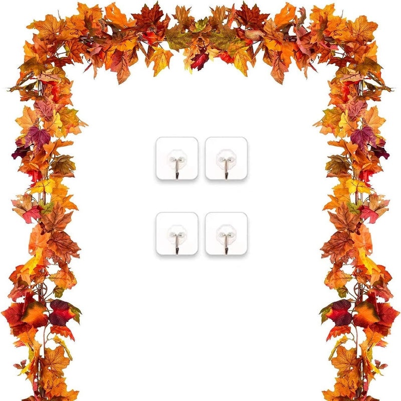 Autumn Maple Leaf Rattan Wreath Hanging Decor for Thanksgiving and Christmas | Home Decorations