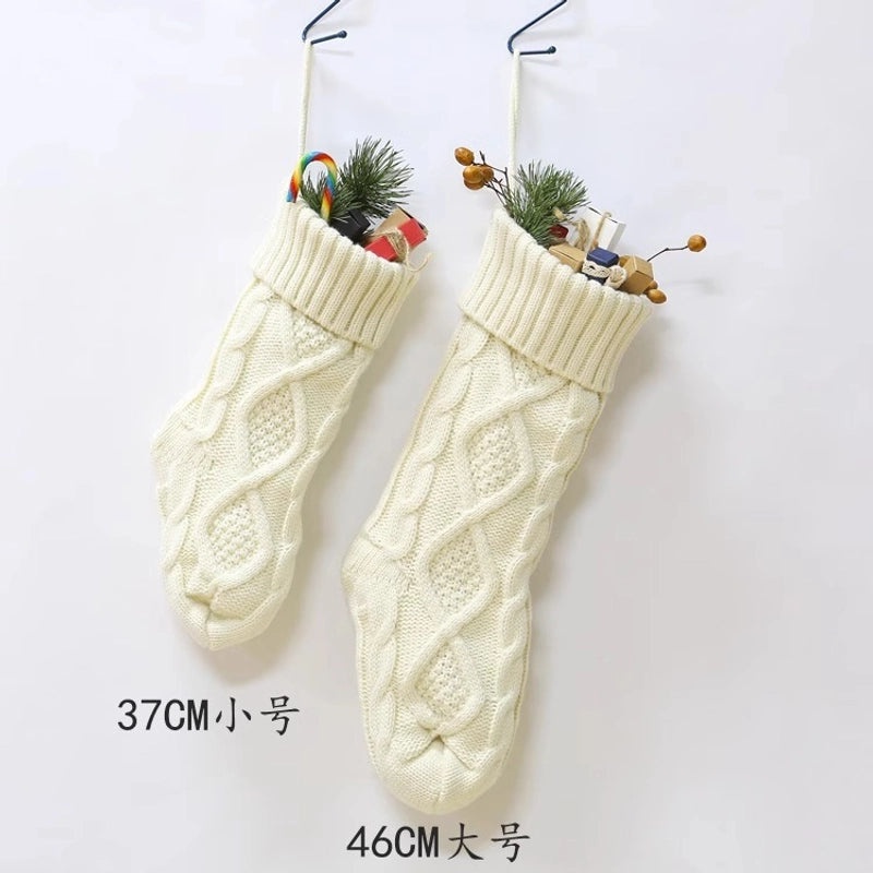 Knitted Wool Christmas Candy Bag Socks Ornaments Rhombus Pattern Holiday Gift Bag | Christmas Decorations