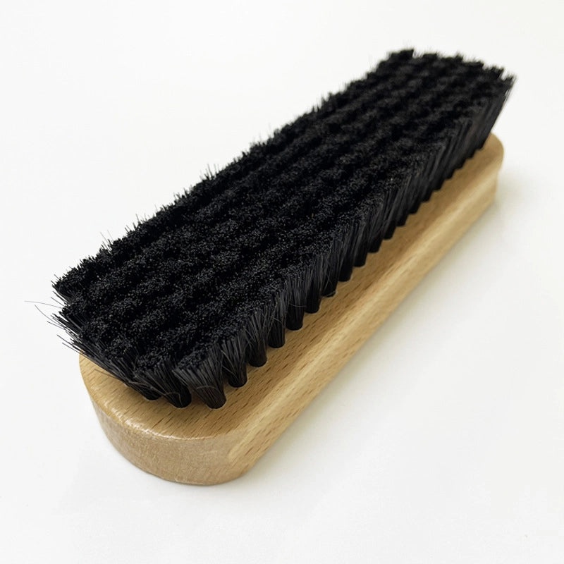 Wooden Handle Shoe Brush with Beech Wood and Horsehair for Leather and Suede Polishing | Shoe Care & Cleaning Tools