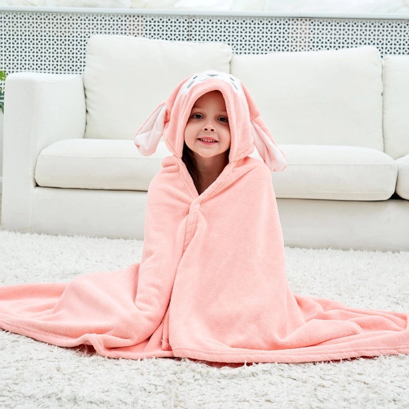 Kids Hooded Coral Fleece Bathrobe Soft Wearable Bath Towel Cartoon Swim Cloak New Arrival|Baby Bathrobes & Towels