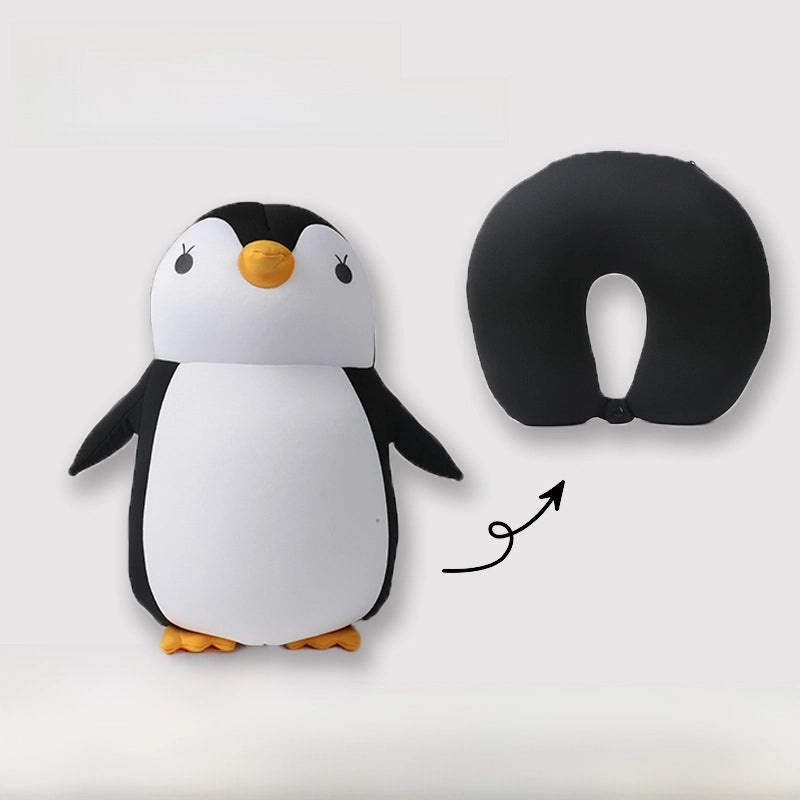 Cartoon Penguin U-Shaped Neck Pillow with Foam Particles | Travel Pillows & Neck Support