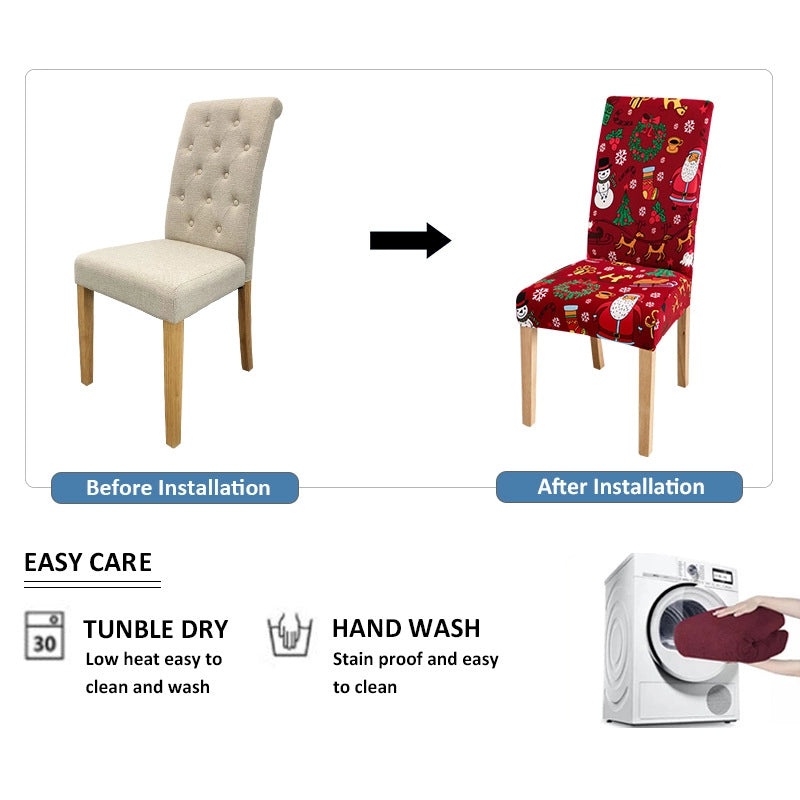 Christmas Elegant Minimalist Santa Snowflake Polyester Chair Cover for Couch Sofa Decor|Home Decor & Furniture Accessories