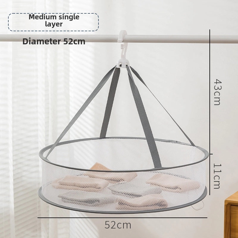 Windproof Foldable Clothes Basket with Three-Layer Sweater and Tile Drying Net | Home Storage & Organization