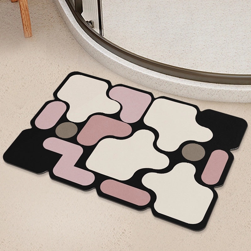 Geometric Diatom Mud Absorbent Bath Mat Non-Slip Soft Bathroom Rug|Bath Accessories