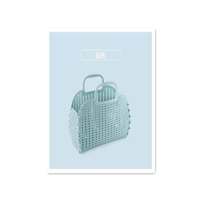 Foldable Plastic Handwoven Storage Basket for Bathroom and Shopping | Home Storage & Organization