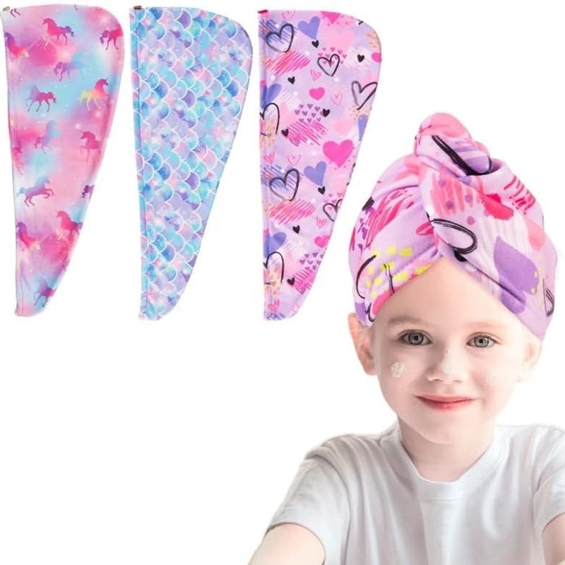 Soft Microfiber Quick-Dry Hair Cap with Digital Print for Shower and Shampoo Use|Hair Care Accessories