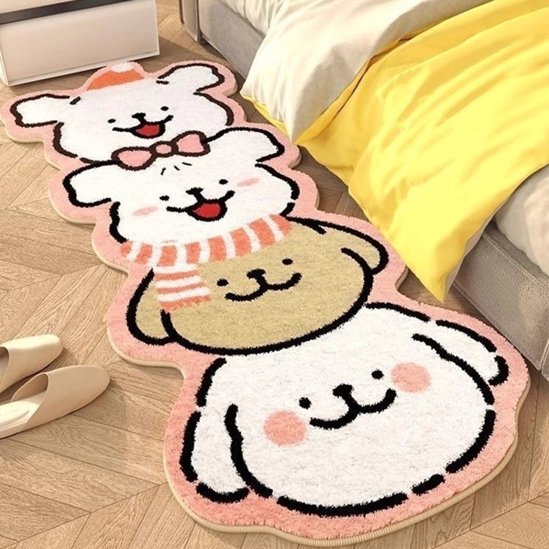 Cute Puppy Shaped Kids Bedroom Rug Soft Faux Cashmere Non-slip Carpet for Girls' Room Bay Window Mat|Home Decor Carpet