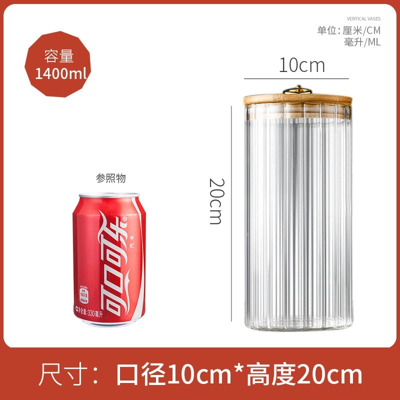 Elegant Striped Glass Storage Tank for Casual Chinoiserie Style|Home Storage & Organization