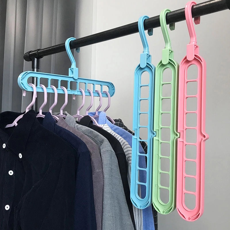 Multifunctional Foldable Clothes Hanger with 9 Holes | Home Storage & Organization