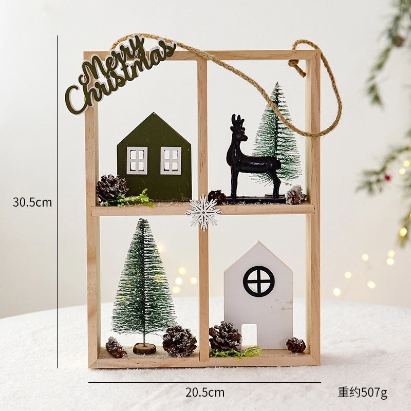 Christmas Wooden Cabin Ornament Christmas Tree Pendant Small Holiday Decoration Christmas Gift | Home Decor