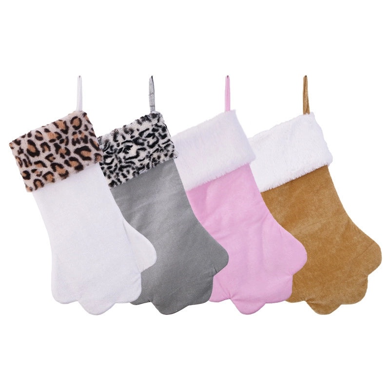 Plush Cat Claw Embroidered Christmas Socks Fireplace Decorations | Home Decor & Seasonal Accessories