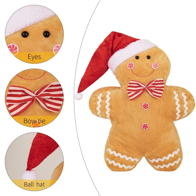 Cute Christmas Hat Gingerbread Throw Pillow Polyester Holiday Party Table Decoration|Home Decor