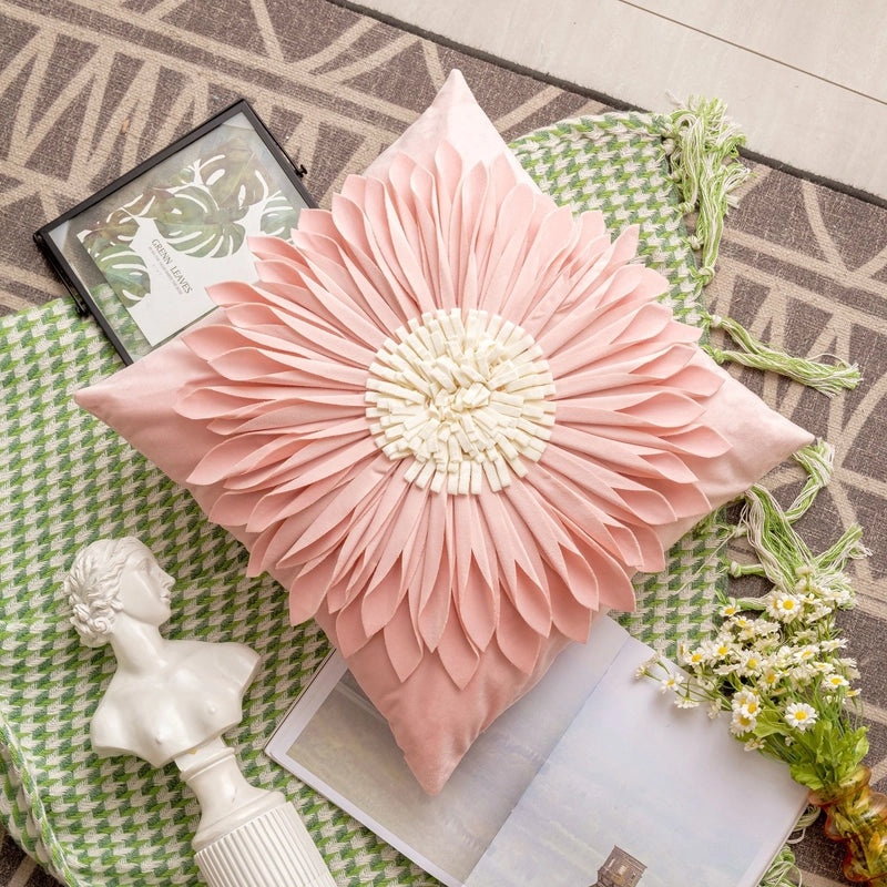 Heart-Shaped Solid Color Flower Pillow Covers for Couch and Sofa Decor | Home Decor & Cushion Covers