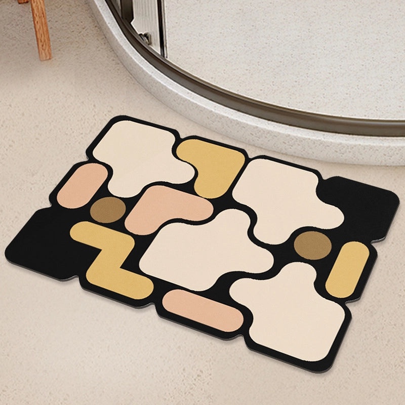 Geometric Diatom Mud Absorbent Bath Mat Non-Slip Soft Bathroom Rug|Bath Accessories