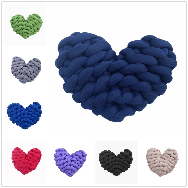 Handmade Nordic Heart-shaped Pillow DIY Core-filled Yarn Woven Cushion Photography Props|Home Decor & Photography Props
