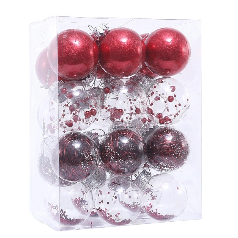 Set of 24 Transparent Plastic Christmas Balls 6cm & 8cm | Christmas Tree Decorations | Holiday Ornaments | Xmas Pendants | Festive Decor | Christ