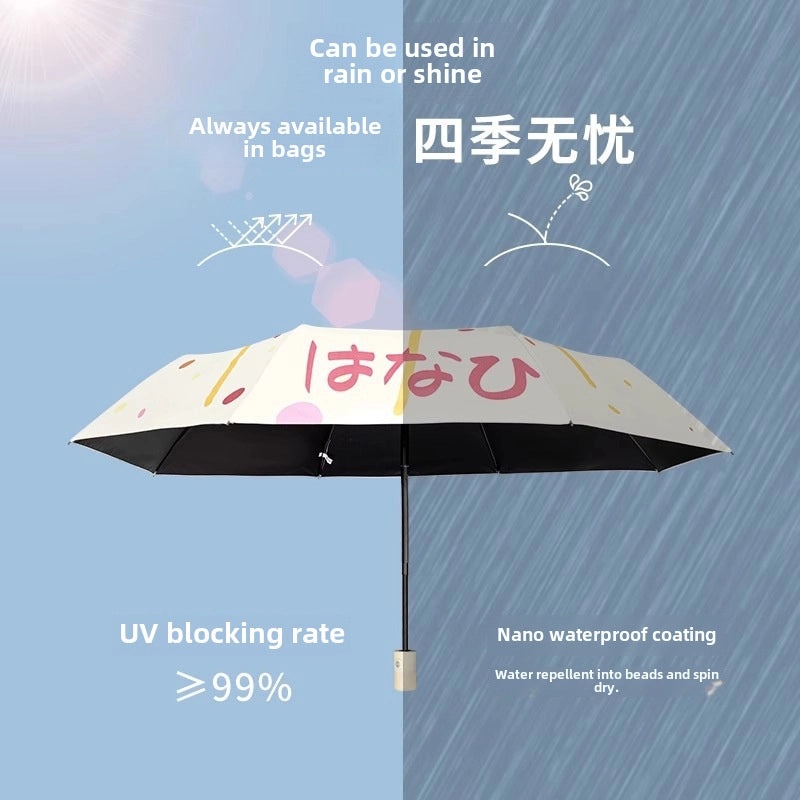 Dual-use Automatic Folding Umbrella for Women | Sun & Rain Protection UV Shield | Portable High-Grade Black Coating | Umbrellas