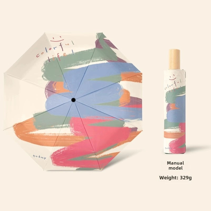 Dual-use Automatic Folding Umbrella for Women | Sun & Rain Protection UV Shield | Portable High-Grade Black Coating | Umbrellas