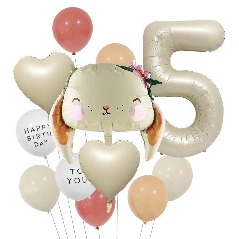 2 Pieces Birthday Rabbit Number Balloons Aluminum Foil Cute Party Decorations|Party Supplies Balloons