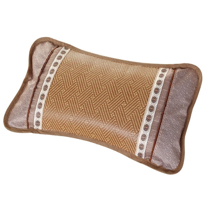 Summer Cooling Rattan Pillow with Natural Tea Fragrance Breathable Cowhide Cover Ice Silk Summer Mat | Home Decor & Bedding