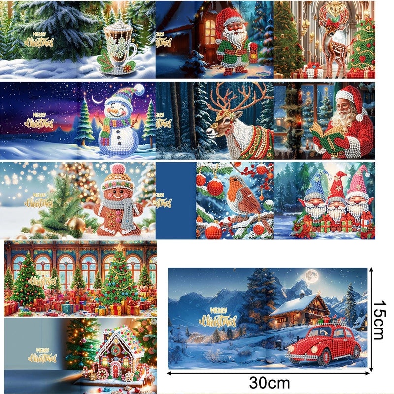 Christmas Diamond Painting DIY Greeting Card with Stickers and Hand Drill | Craft Supplies