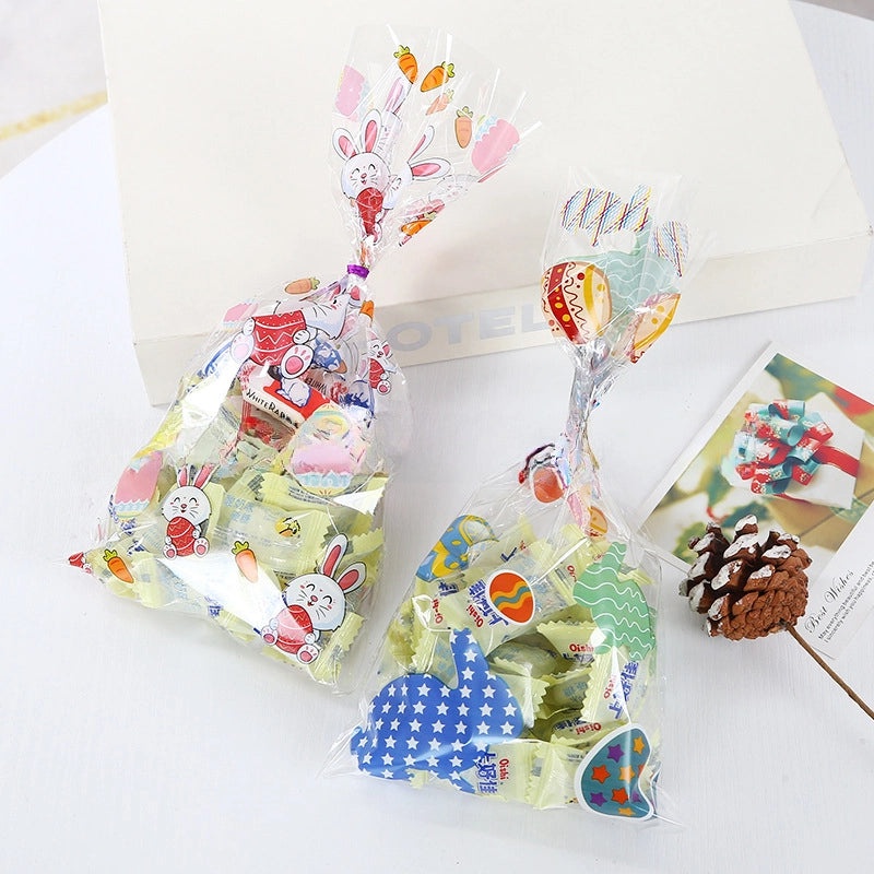 Easter Flat Bottom Packaging Bags with Rabbit Pattern, 4 Styles Combo for Easter Egg Gifts|Holiday Packaging