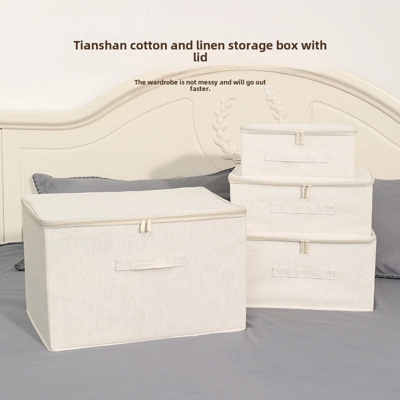 Tianshan Soft Cotton Linen Storage Box Foldable Wardrobe Organizer Clothes Finishing Box|Home Storage & Organization