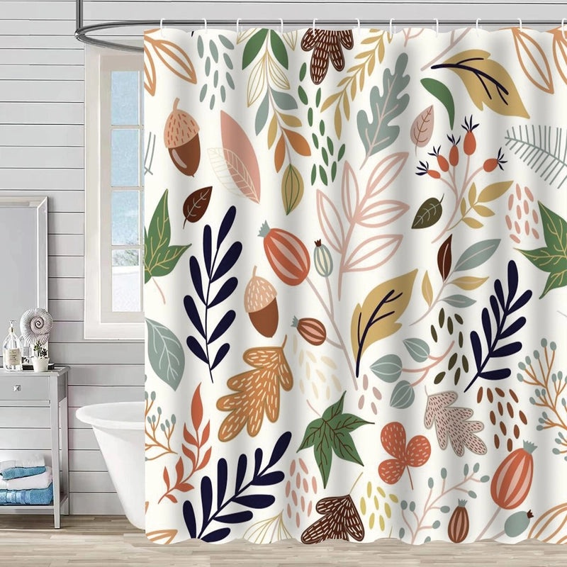Waterproof Tropical Jungle Leaf Shower Curtain with Hooks 3D Printed Polyester for Bathroom|Shower Curtains & Accessories