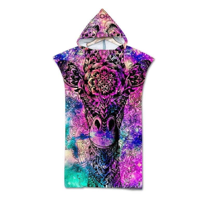 Geometric Print Hooded Beach Towel for Adults Soft Absorbent Cloak Bath Towels|Bath & Beach Towels