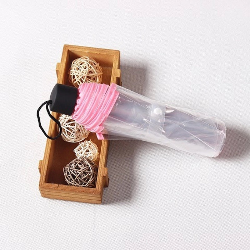 Transparent Folding Umbrella Full Automatic Clear Rain Umbrella Custom Logo Print Promotional Supplies|Umbrellas & Rain Gear