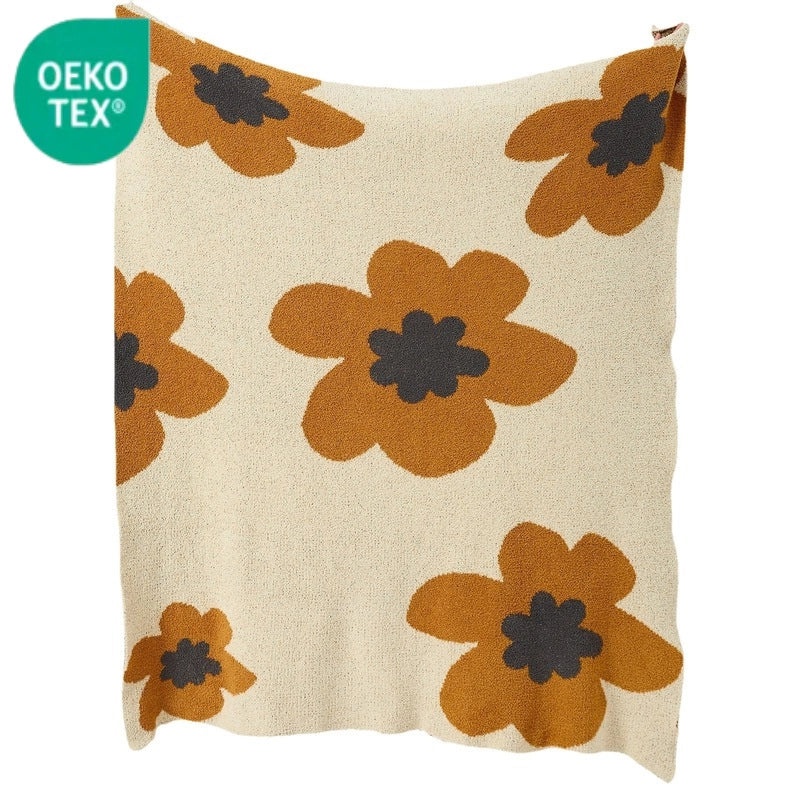 Nordic Style Knitted Velvet Sunflower Blanket | Home Textiles & Blankets