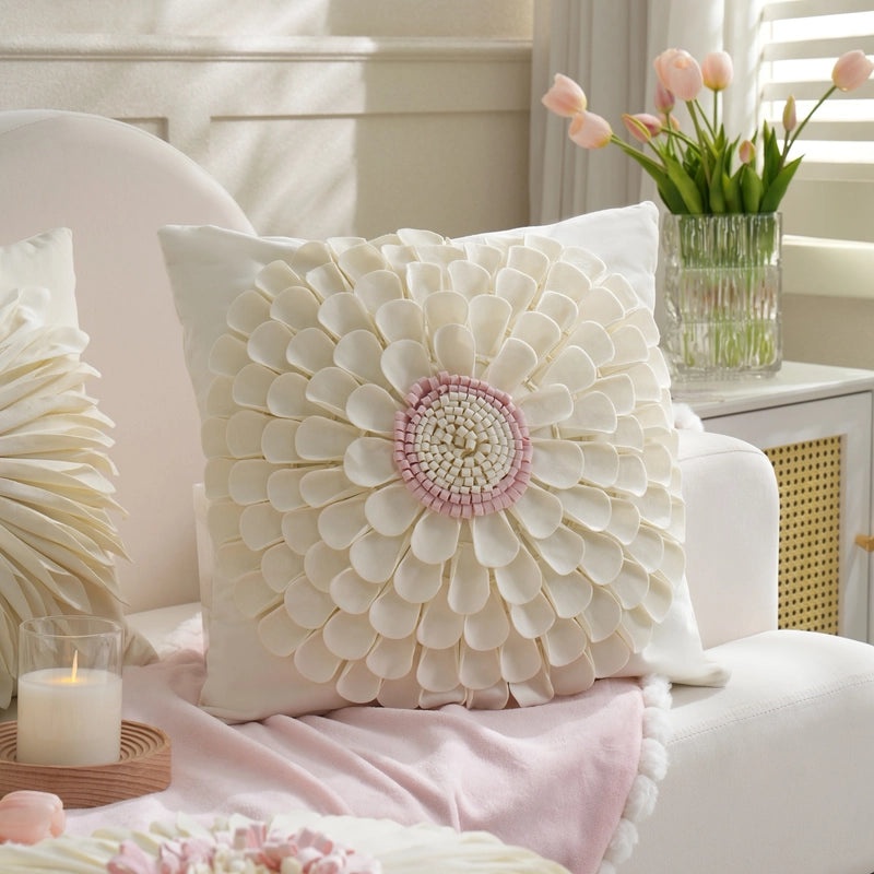 Heart-Shaped Solid Color Flower Pillow Covers for Couch and Sofa Decor | Home Decor & Cushion Covers